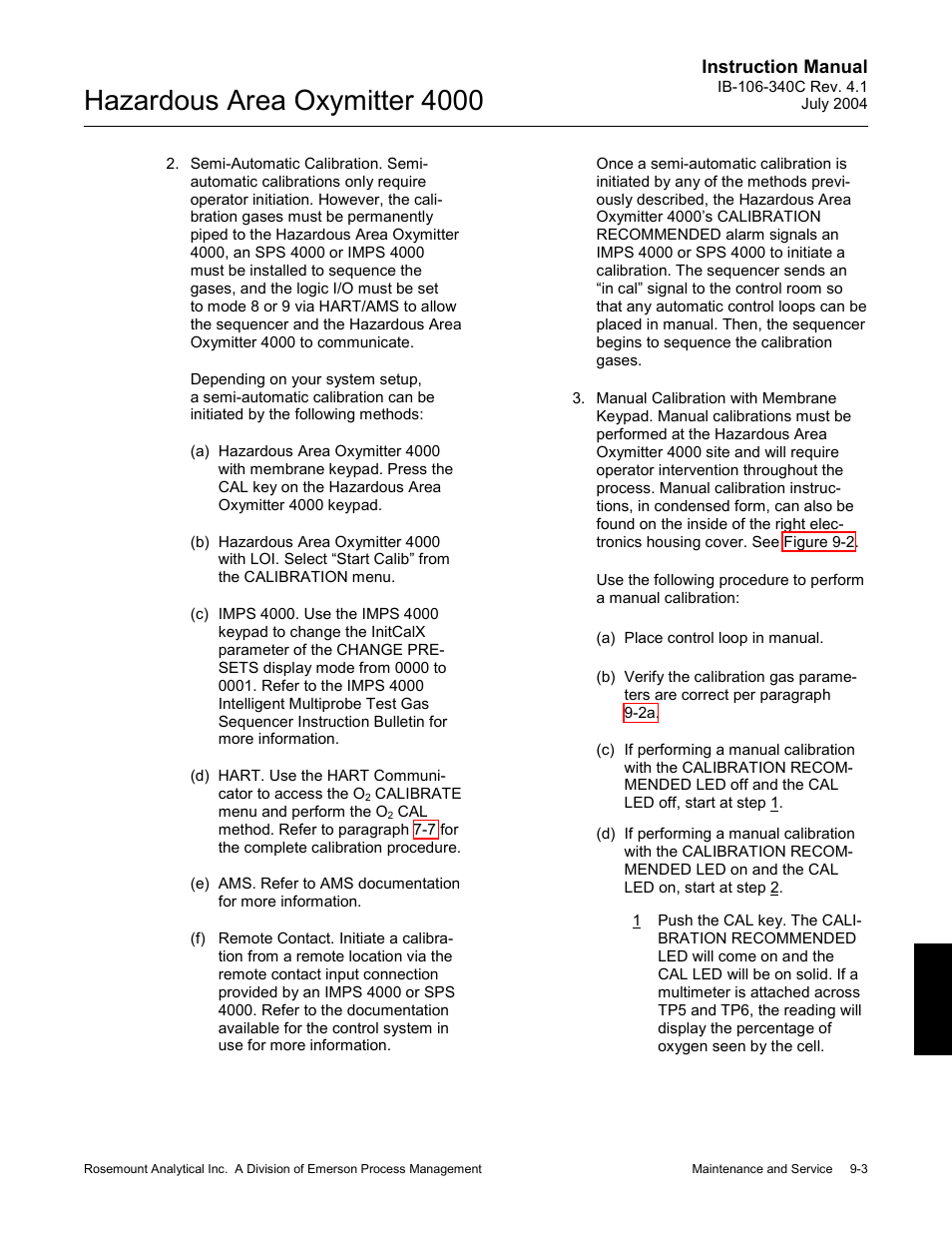 Hazardous area oxymitter 4000 | Emerson Process Management OXYMITTER 4000 User Manual | Page 121 / 150