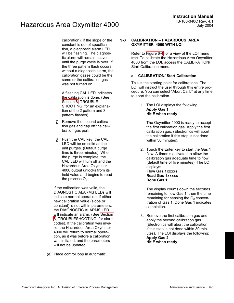 Hazardous area oxymitter 4000 | Emerson Process Management OXYMITTER 4000 User Manual | Page 123 / 150