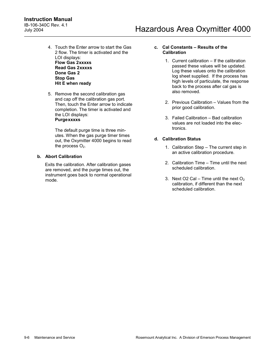 Hazardous area oxymitter 4000 | Emerson Process Management OXYMITTER 4000 User Manual | Page 124 / 150