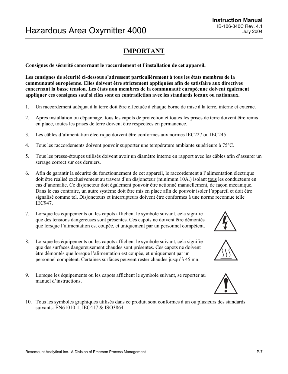 Hazardous area oxymitter 4000, Important | Emerson Process Management OXYMITTER 4000 User Manual | Page 15 / 150