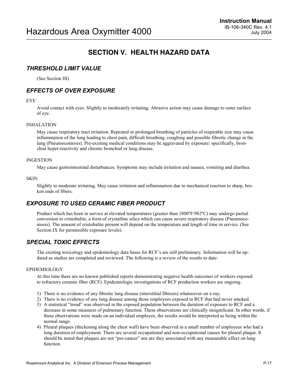 Hazardous area oxymitter 4000 | Emerson Process Management OXYMITTER 4000 User Manual | Page 25 / 150