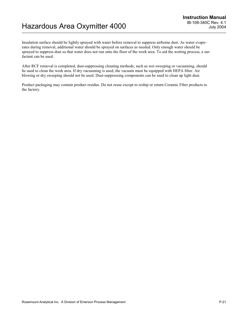 Hazardous area oxymitter 4000 | Emerson Process Management OXYMITTER 4000 User Manual | Page 29 / 150