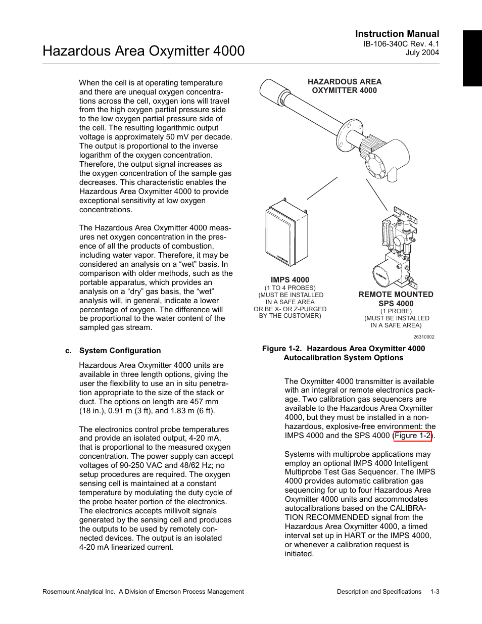 Hazardous area oxymitter 4000, Instruction manual | Emerson Process Management OXYMITTER 4000 User Manual | Page 33 / 150