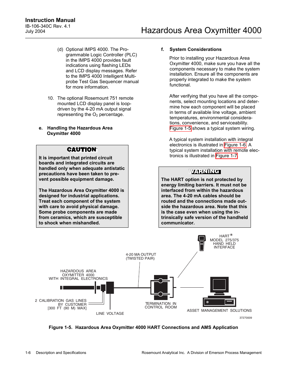 Hazardous area oxymitter 4000, Instruction manual | Emerson Process Management OXYMITTER 4000 User Manual | Page 36 / 150