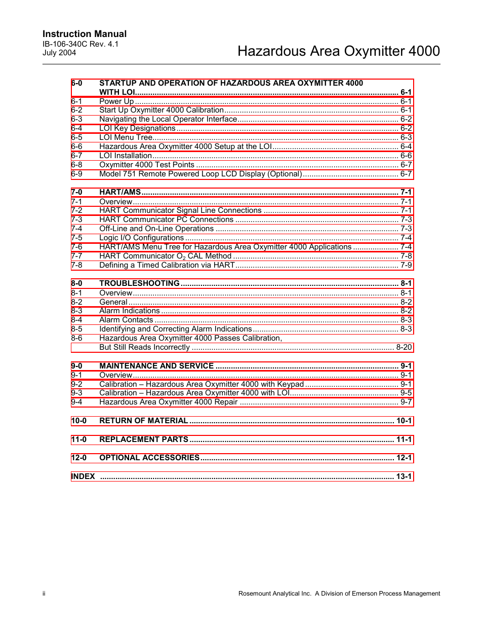 Hazardous area oxymitter 4000 | Emerson Process Management OXYMITTER 4000 User Manual | Page 6 / 150