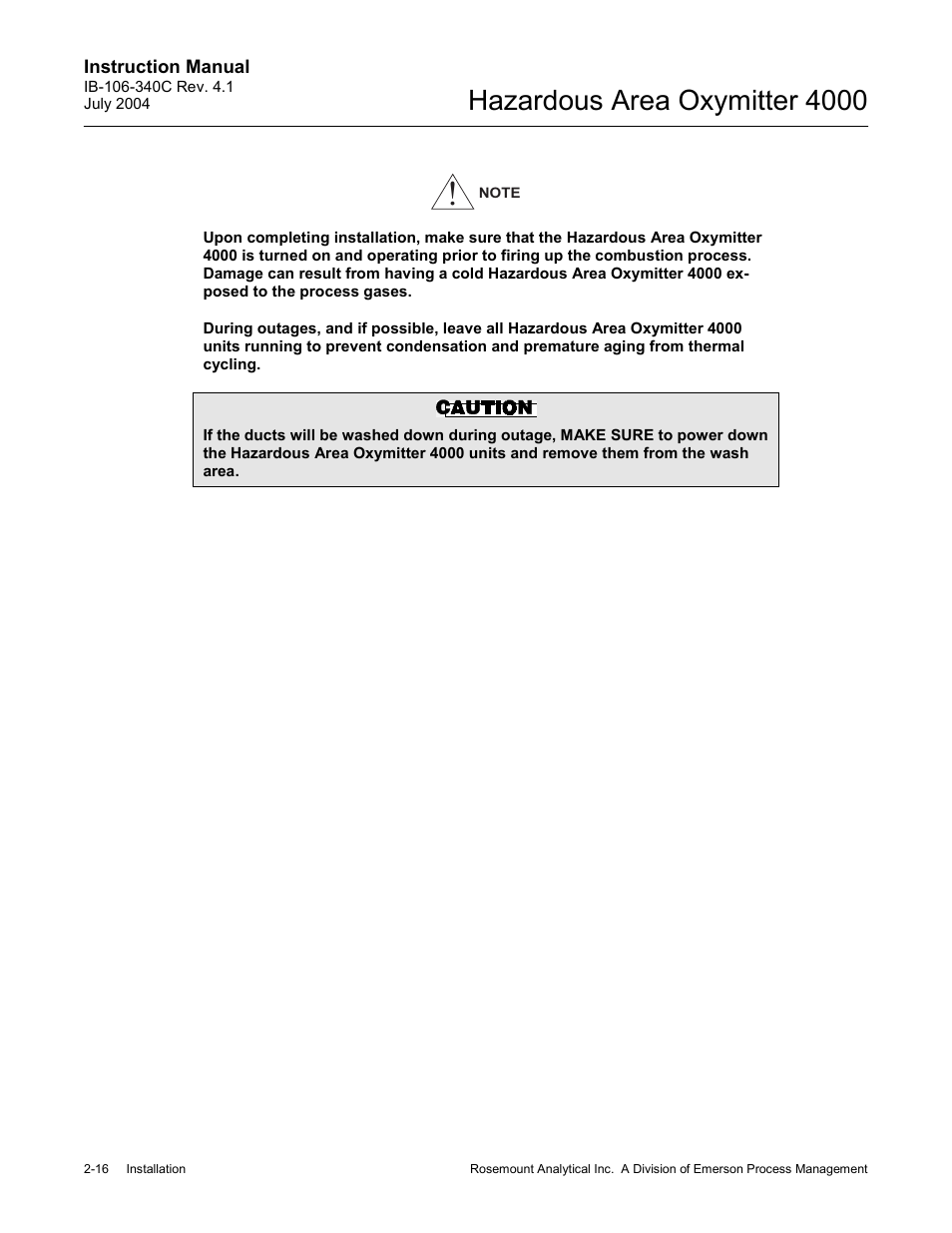 Hazardous area oxymitter 4000 | Emerson Process Management OXYMITTER 4000 User Manual | Page 62 / 150