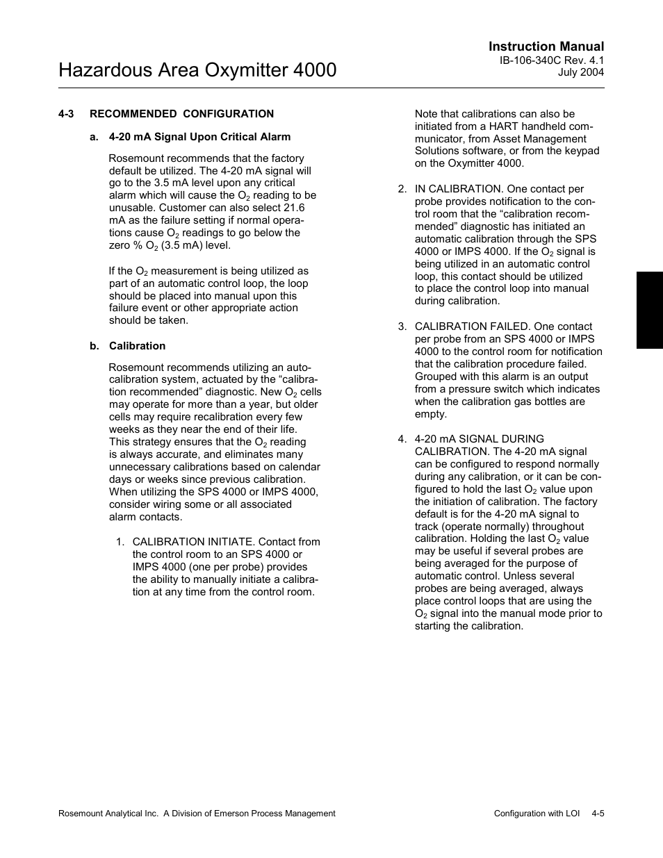 Recommended configuration -5, Hazardous area oxymitter 4000, Instruction manual | Emerson Process Management OXYMITTER 4000 User Manual | Page 73 / 150