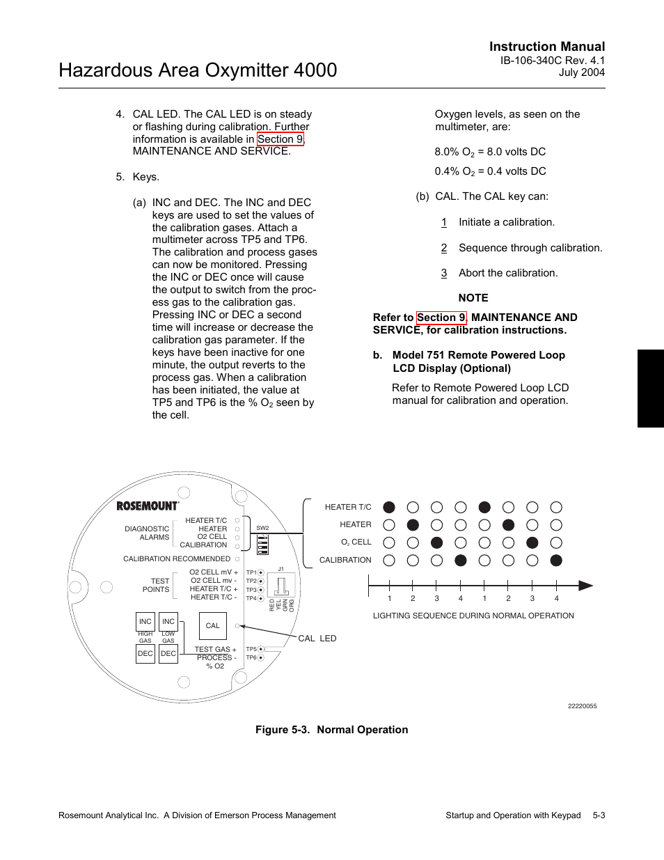 Figure 5-3. normal operation -3, Ee figure 5-3), Hazardous area oxymitter 4000 | Instruction manual | Emerson Process Management OXYMITTER 4000 User Manual | Page 77 / 150