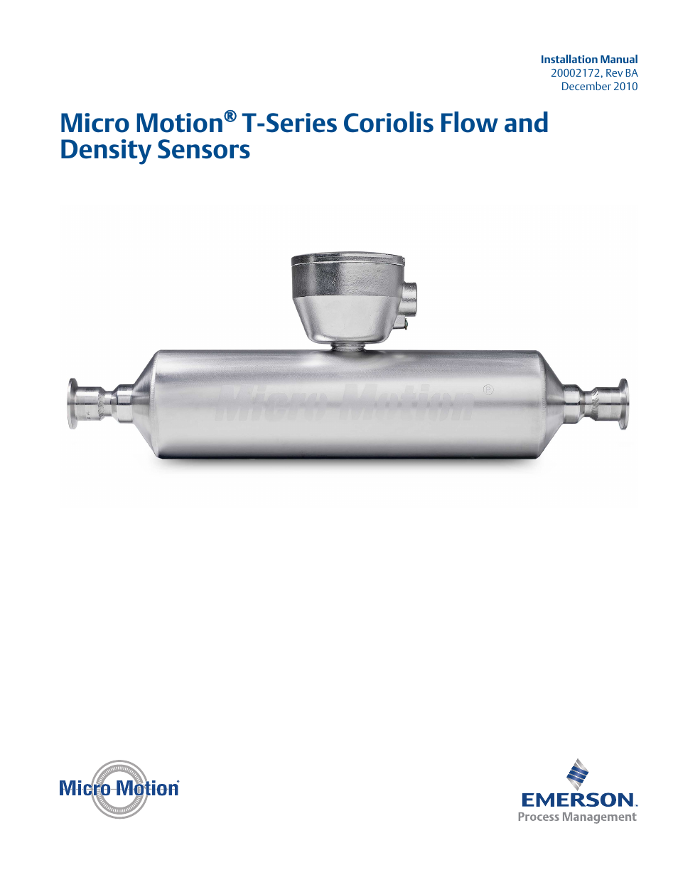 Emerson Process Management MICRO MOTION T-SERIES User Manual | 18 pages