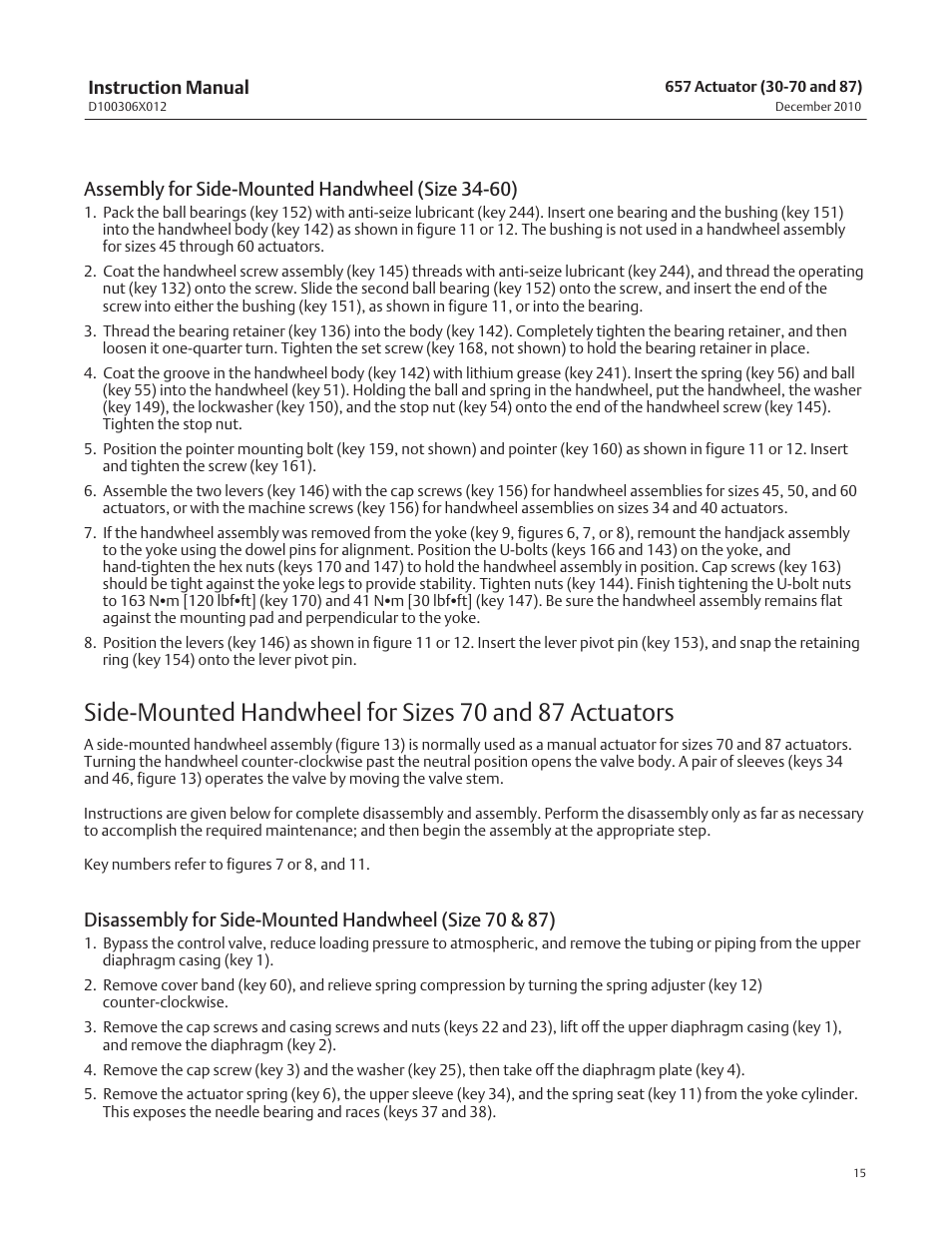 Assembly for side‐mounted handwheel (size 34‐60) | Emerson Process Management FISHER 657 User Manual | Page 15 / 28