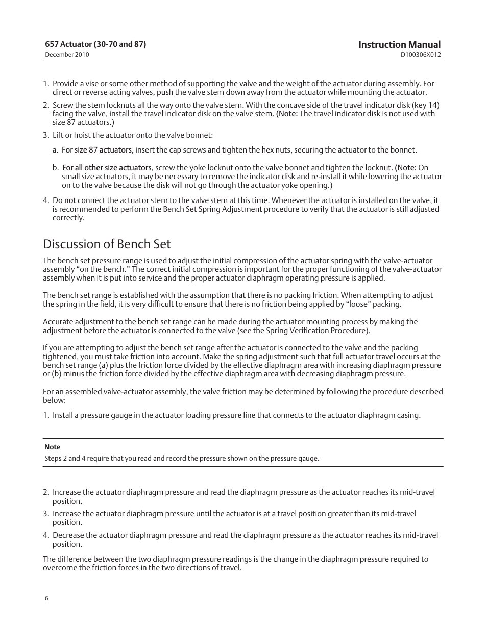 Discussion of bench set | Emerson Process Management FISHER 657 User Manual | Page 6 / 28