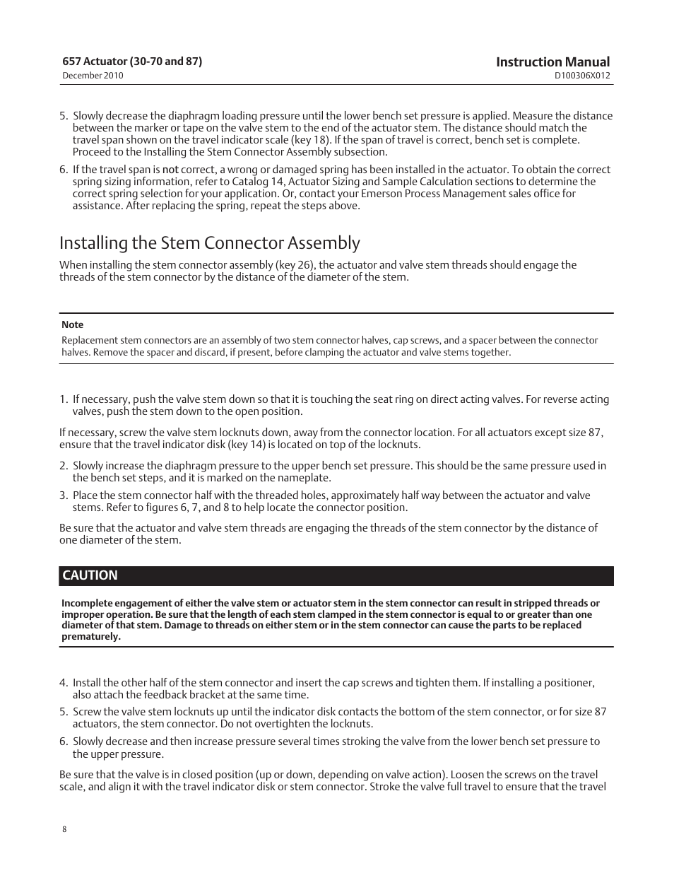 Installing the stem connector assembly | Emerson Process Management FISHER 657 User Manual | Page 8 / 28