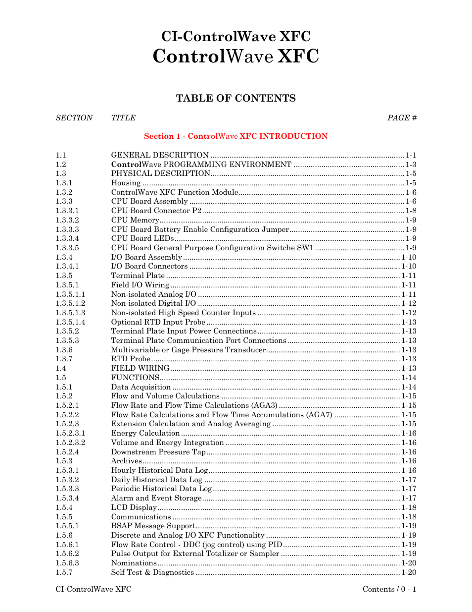 Emerson Process Management ControlWave XFC User Manual | Page 11 / 200