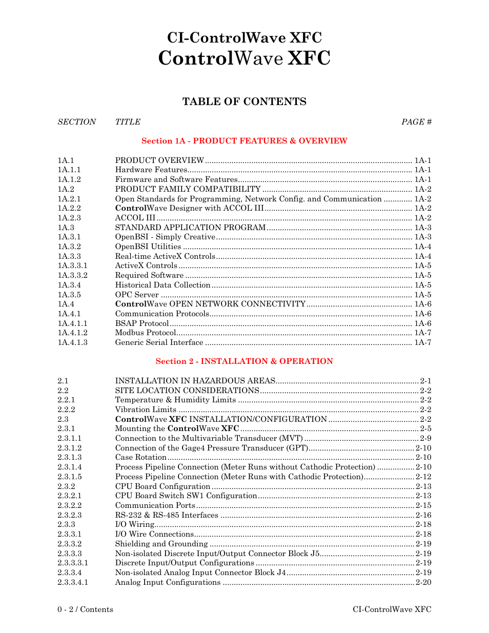 Emerson Process Management ControlWave XFC User Manual | Page 12 / 200