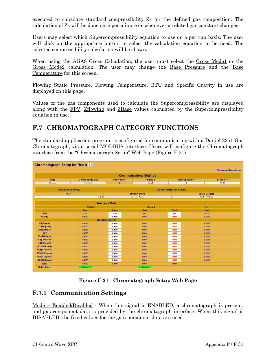 Chromatograph, Category, F.7 chromatograph category functions | Emerson Process Management ControlWave XFC User Manual | Page 133 / 200