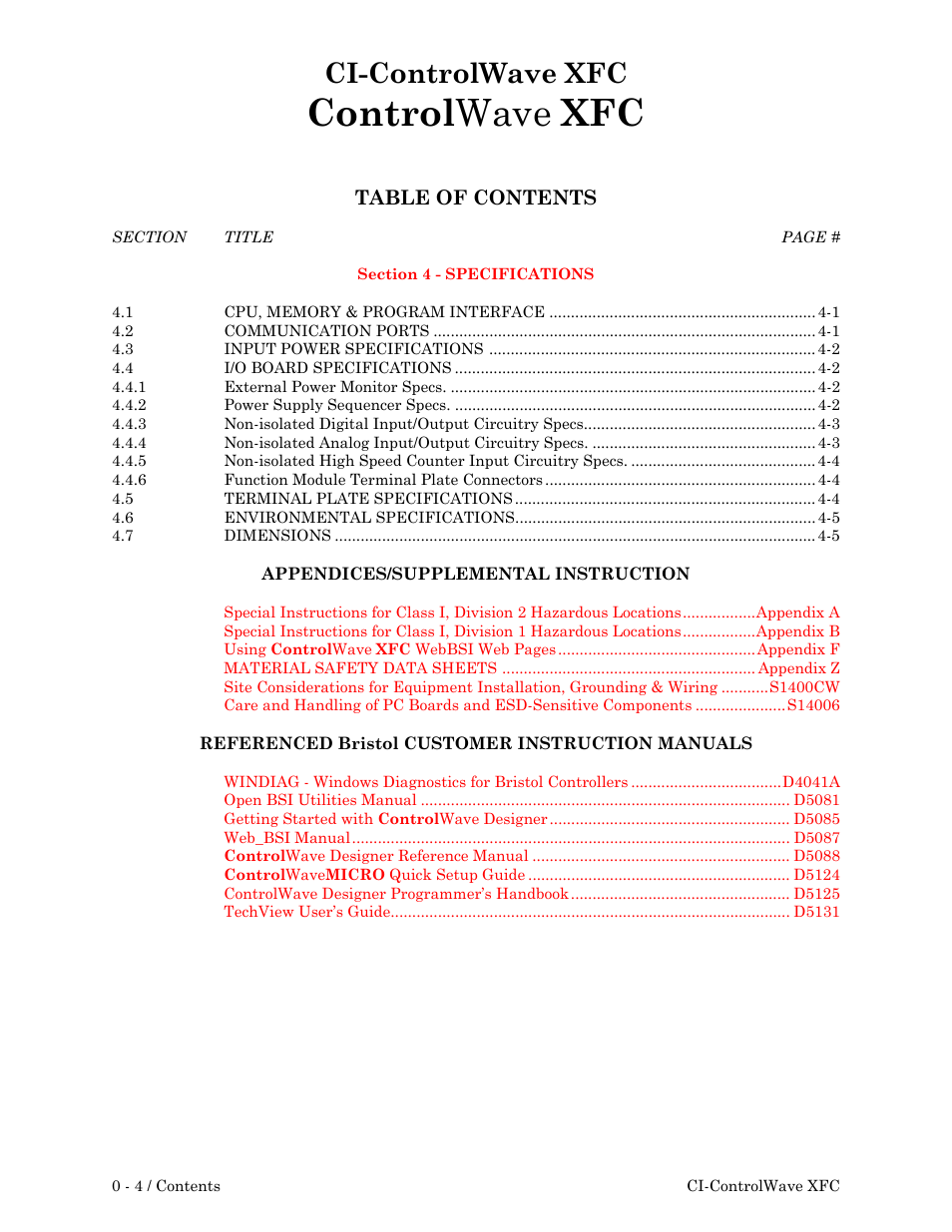 Emerson Process Management ControlWave XFC User Manual | Page 14 / 200