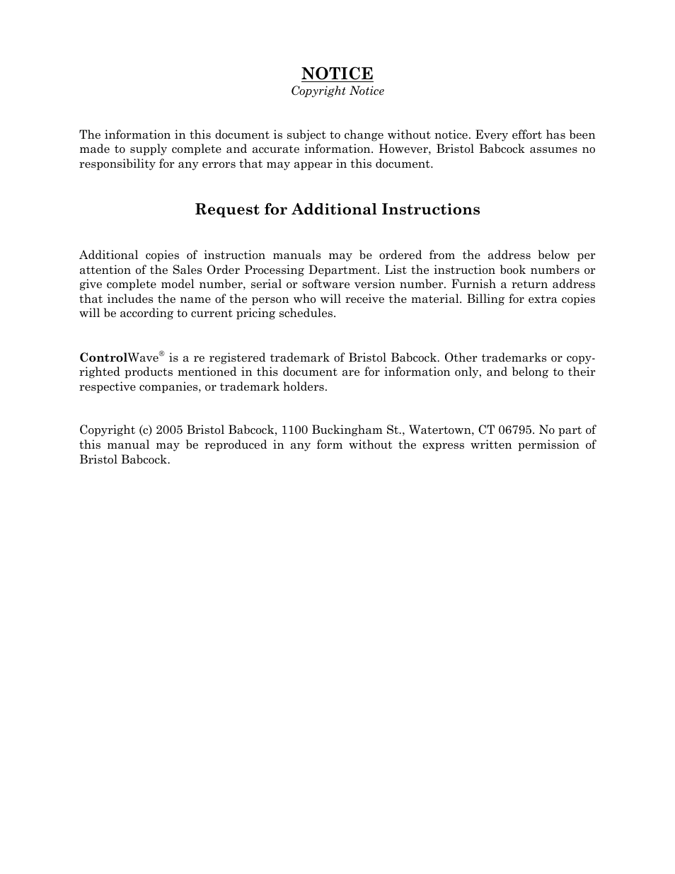 Notice, Request for additional instructions | Emerson Process Management ControlWave XFC User Manual | Page 156 / 200