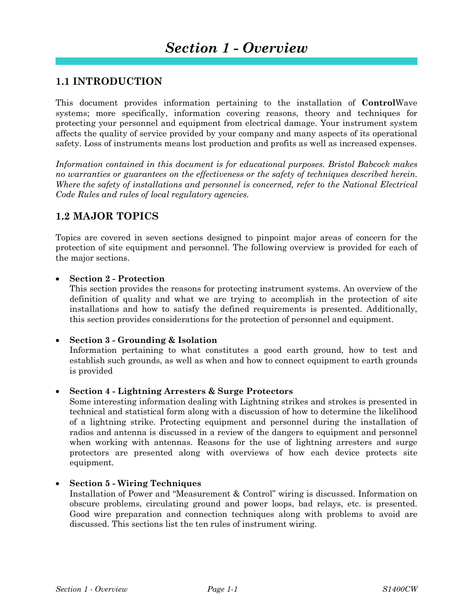 Section 1 - introduction | Emerson Process Management ControlWave XFC User Manual | Page 159 / 200