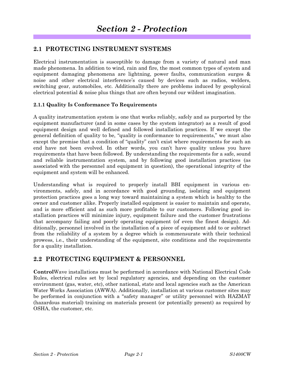 Section 2 - protection | Emerson Process Management ControlWave XFC User Manual | Page 160 / 200