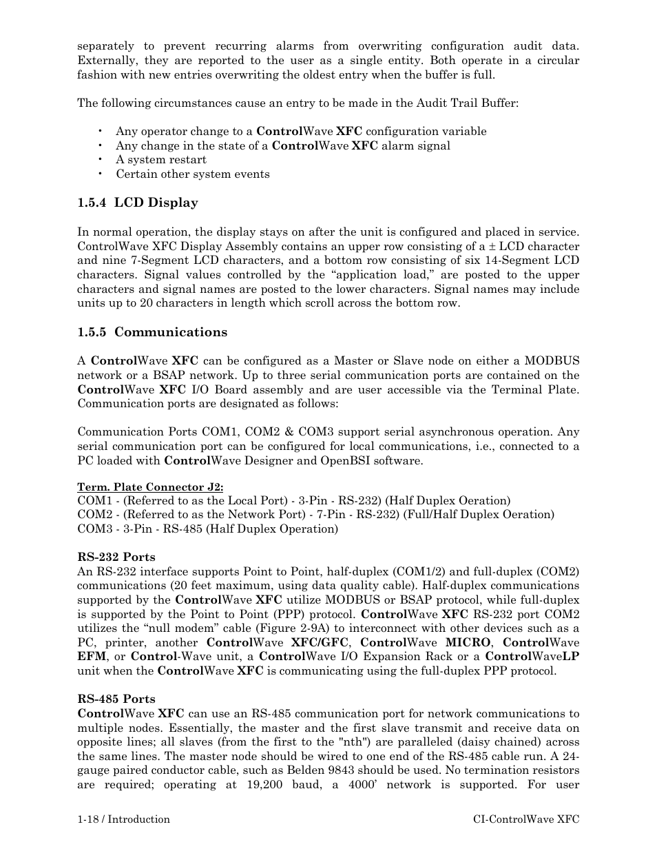 Emerson Process Management ControlWave XFC User Manual | Page 32 / 200