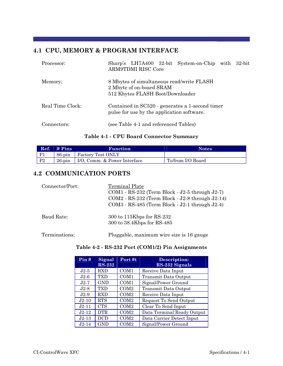 Xfcch4.pdf, 2 communication ports | Emerson Process Management ControlWave XFC User Manual | Page 89 / 200