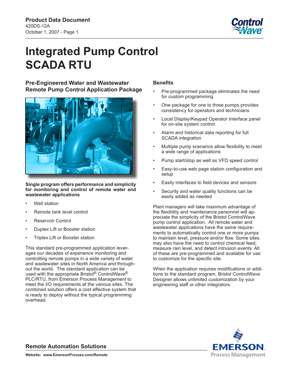 Emerson Process Management Control Wave SCADA RTU User Manual | 6 pages