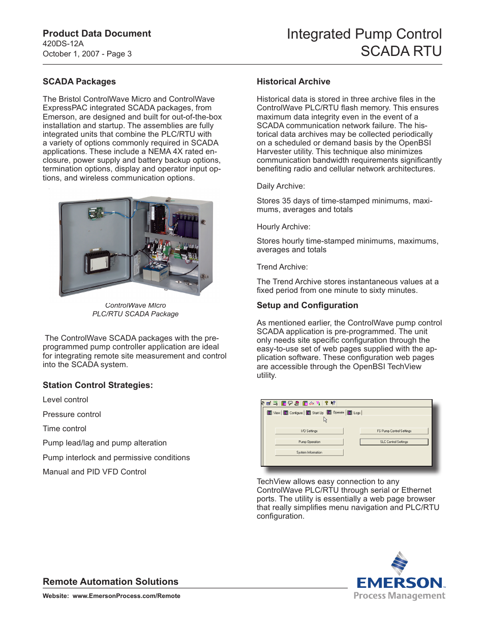 Integrated pump control scada rtu | Emerson Process Management Control Wave SCADA RTU User Manual | Page 3 / 6