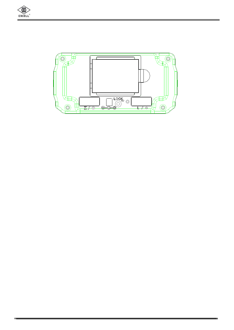 2 rear panel, Excell precision co., ltd, Battery case 2 | Dc 9v power input 4. calibration switch 5, Load cell connect socket | Excell Precision FM User Manual | Page 9 / 36