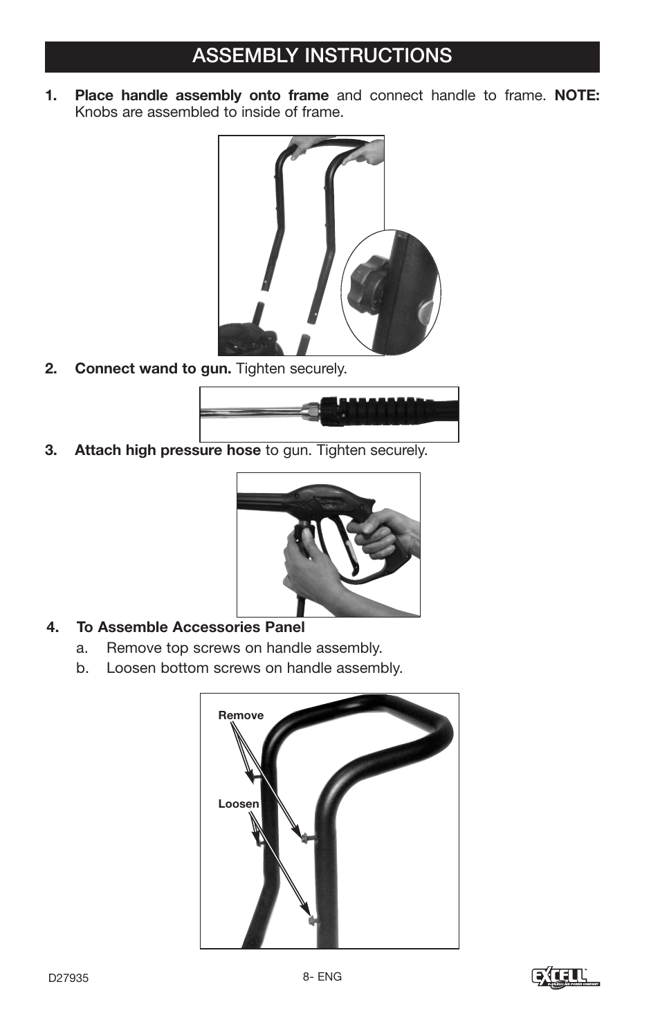 Assembly instructions | Excell Precision VR2300 User Manual | Page 8 / 22