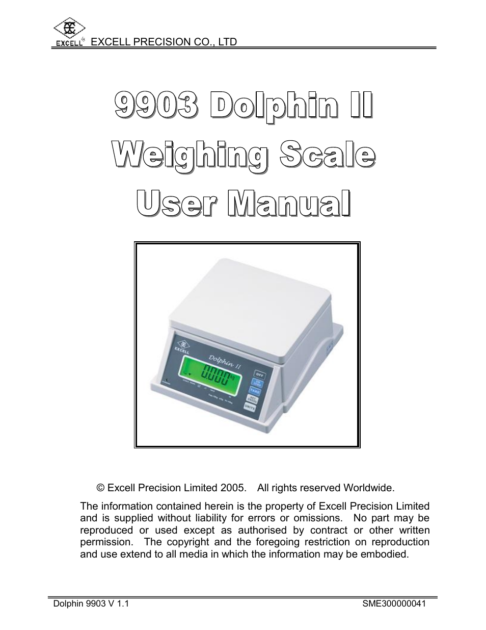 Excell Precision 9903 Dolphin II User Manual | 21 pages