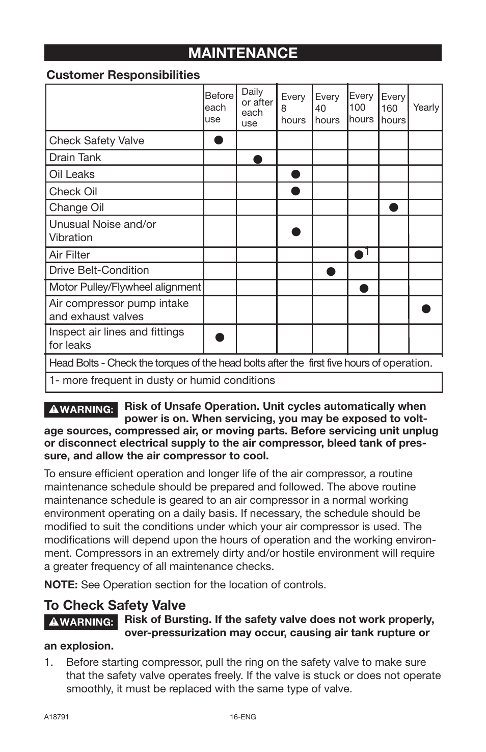 Maintenance | Excell Precision E7540 User Manual | Page 16 / 78