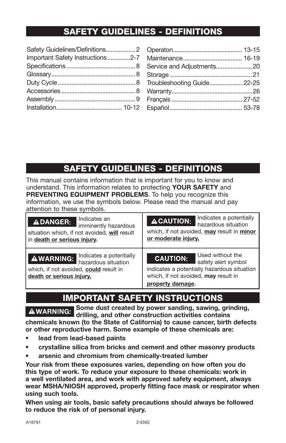 Safety guidelines - definitions, Important safety instructions | Excell Precision E7540 User Manual | Page 2 / 78
