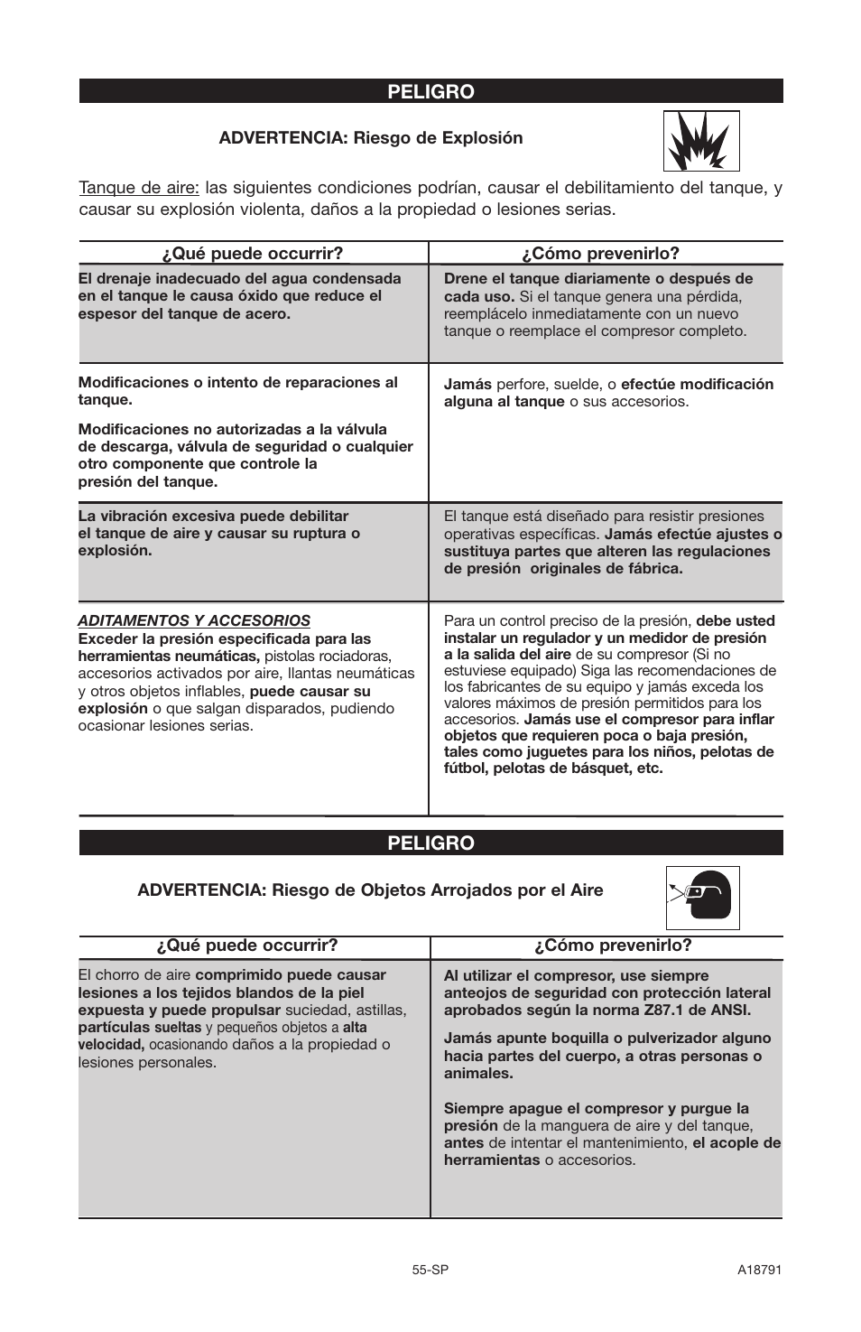 Peligro | Excell Precision E7540 User Manual | Page 55 / 78