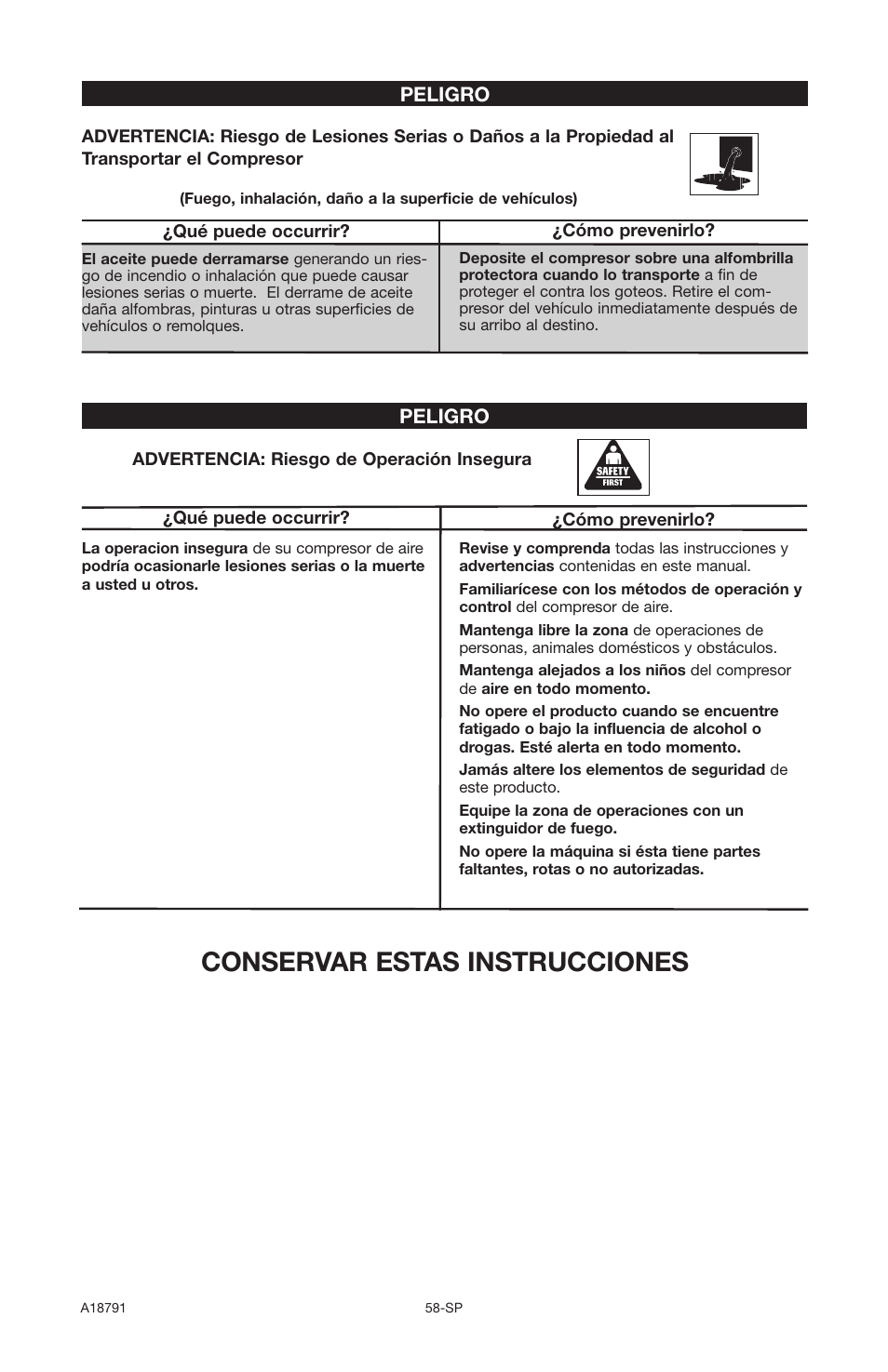 Conservar estas instrucciones | Excell Precision E7540 User Manual | Page 58 / 78