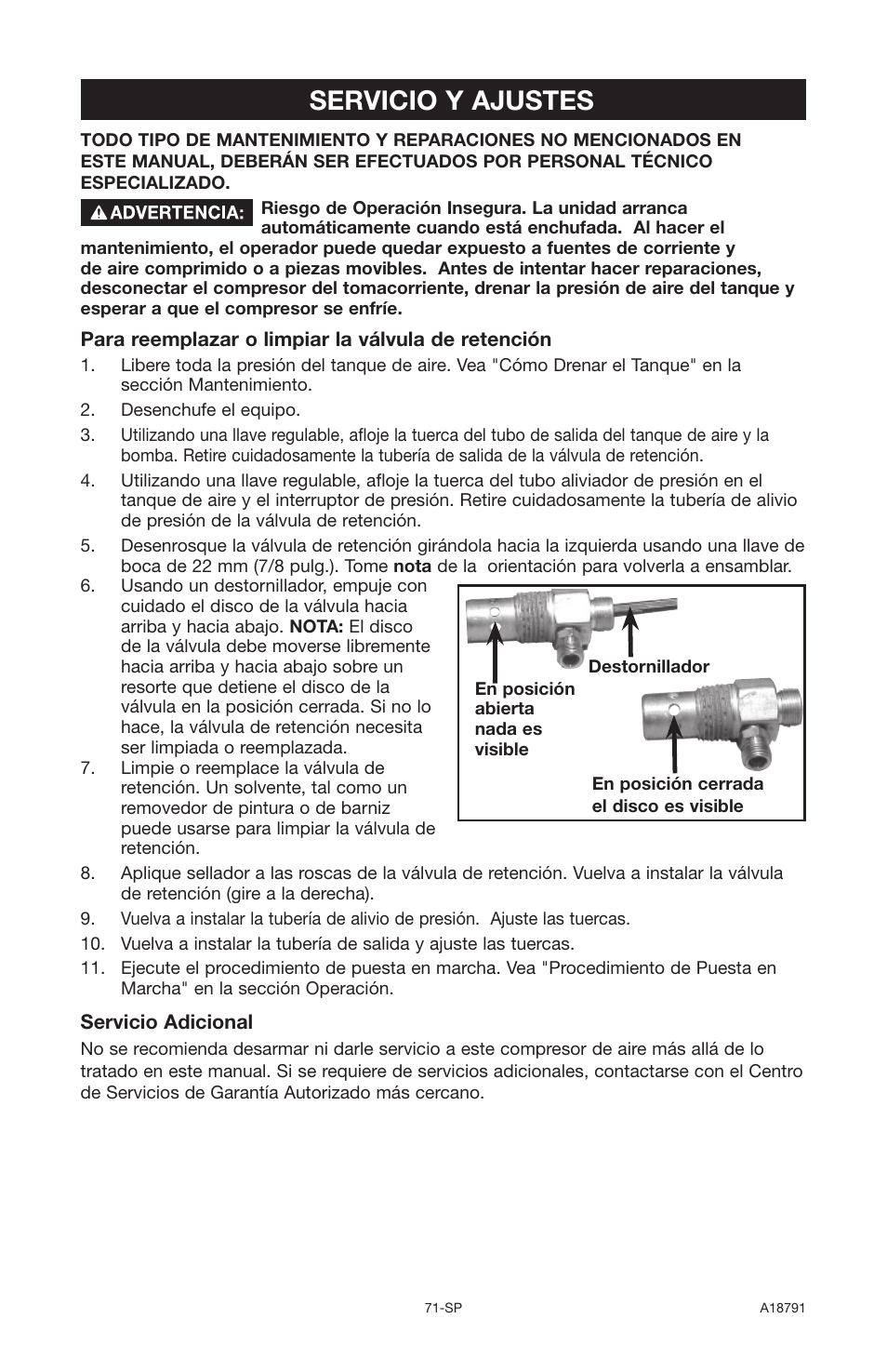 Servicio y ajustes | Excell Precision E7540 User Manual | Page 71 / 78