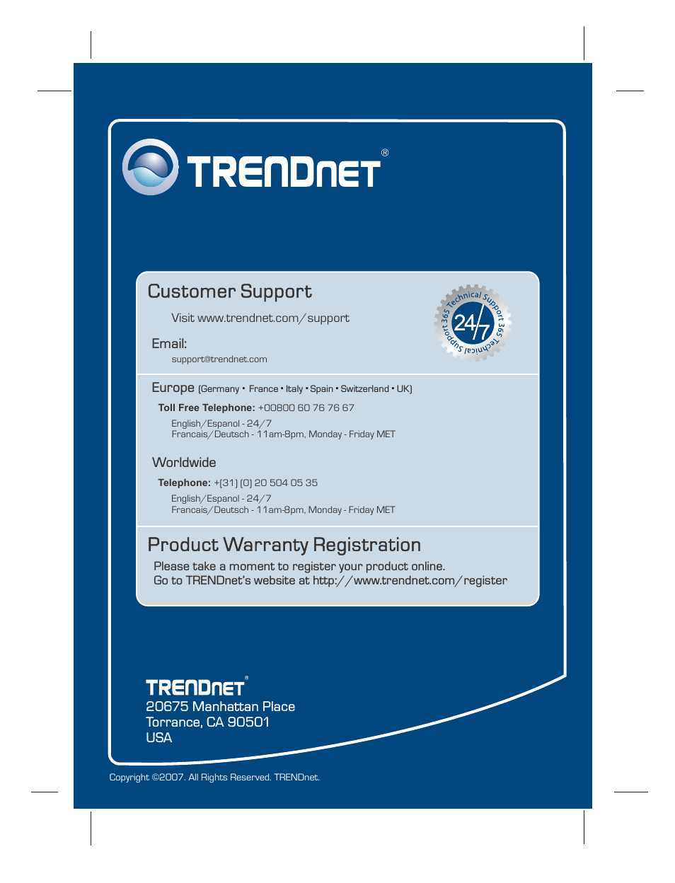 Product warranty registration, Customer support | Entrega Technologies TEW-424UB User Manual | Page 12 / 12