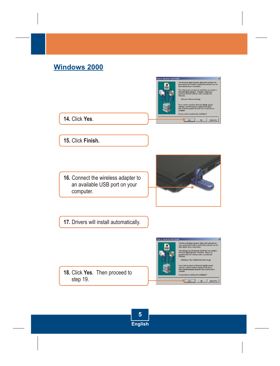 Windows 2000 | Entrega Technologies TEW-424UB User Manual | Page 7 / 12