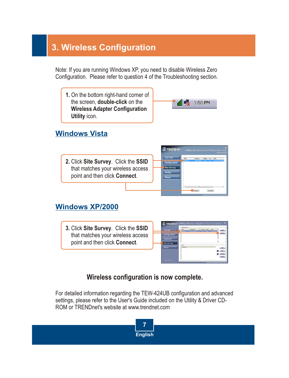 Wireless configuration | Entrega Technologies TEW-424UB User Manual | Page 9 / 12
