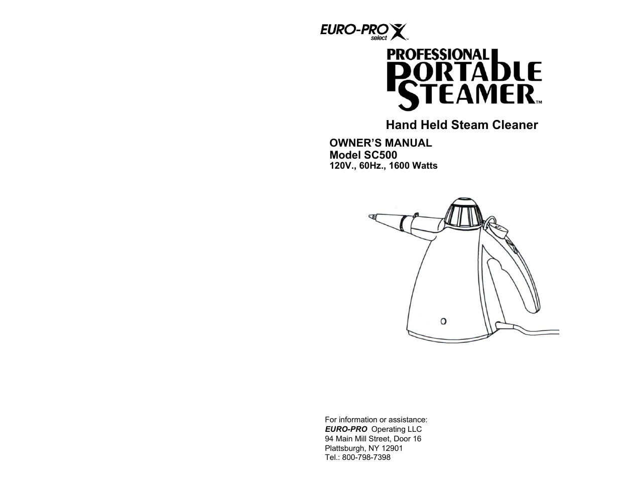 Euro-Pro SC500 User Manual | 6 pages