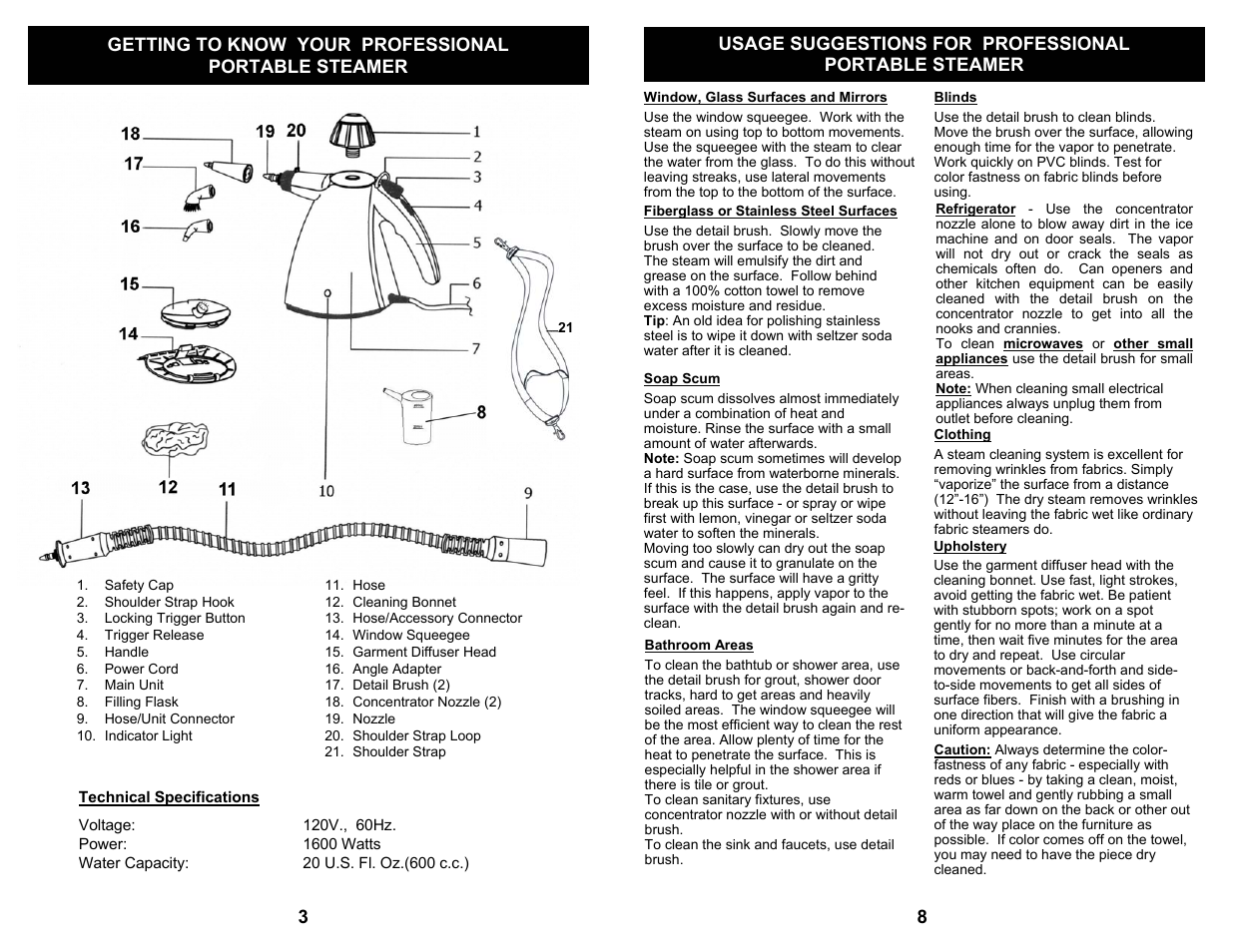 Getting to know your professional portable steamer | Euro-Pro SC500 User Manual | Page 4 / 6