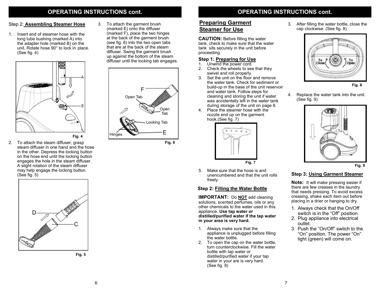 Operating instructions cont | Euro-Pro SC620 User Manual | Page 4 / 6