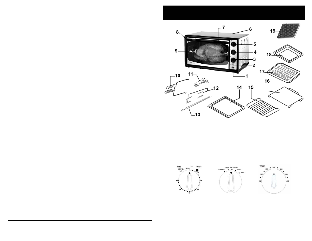 Save these instructions, Important safety instructions, For household use only | Euro-Pro TO285 N User Manual | Page 2 / 6