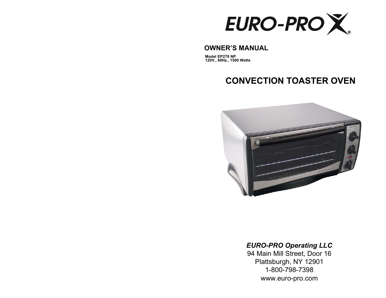 Euro-Pro EP278 NP User Manual | 6 pages