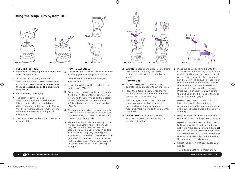 Using the ninja, Pro system 1100 | Euro-Pro Ninja Pro System 1100 User Manual | Page 5 / 12