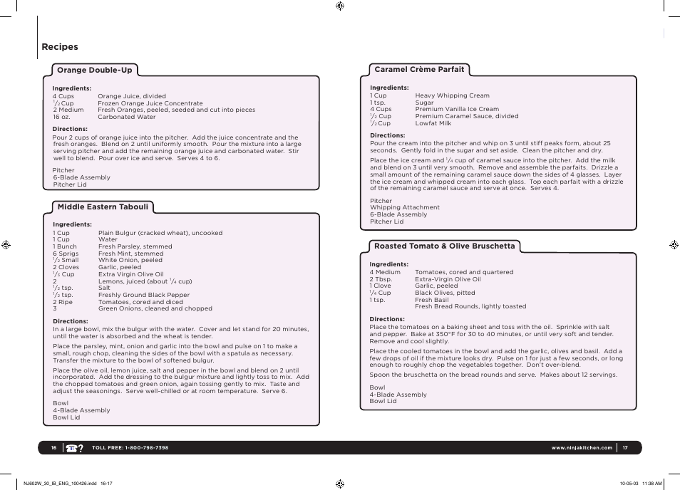 Recipes | Euro-Pro Ninja Pro System 1100 User Manual | Page 9 / 12