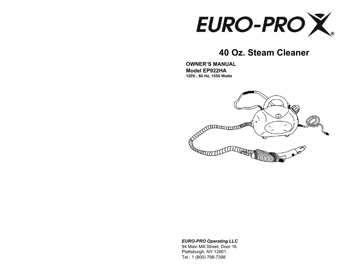 Euro-Pro EP922HA User Manual | 8 pages