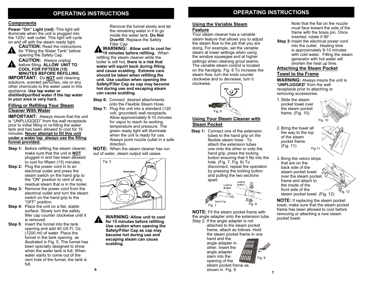 Operating instructions | Euro-Pro EP922HA User Manual | Page 8 / 8