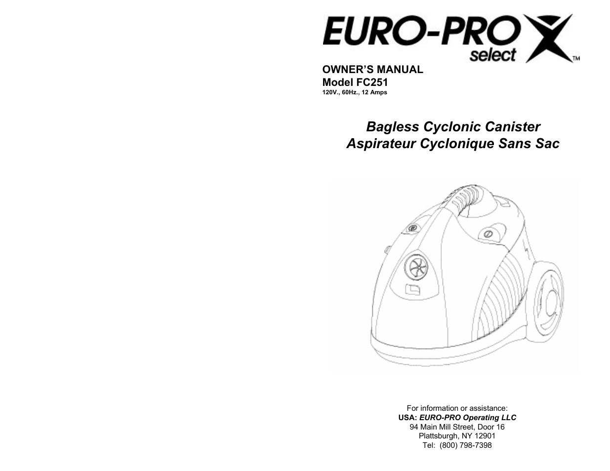 Euro-Pro FC251 User Manual | 6 pages