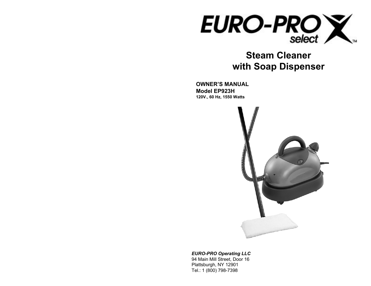 Euro-Pro SELECT EP923H User Manual | 10 pages