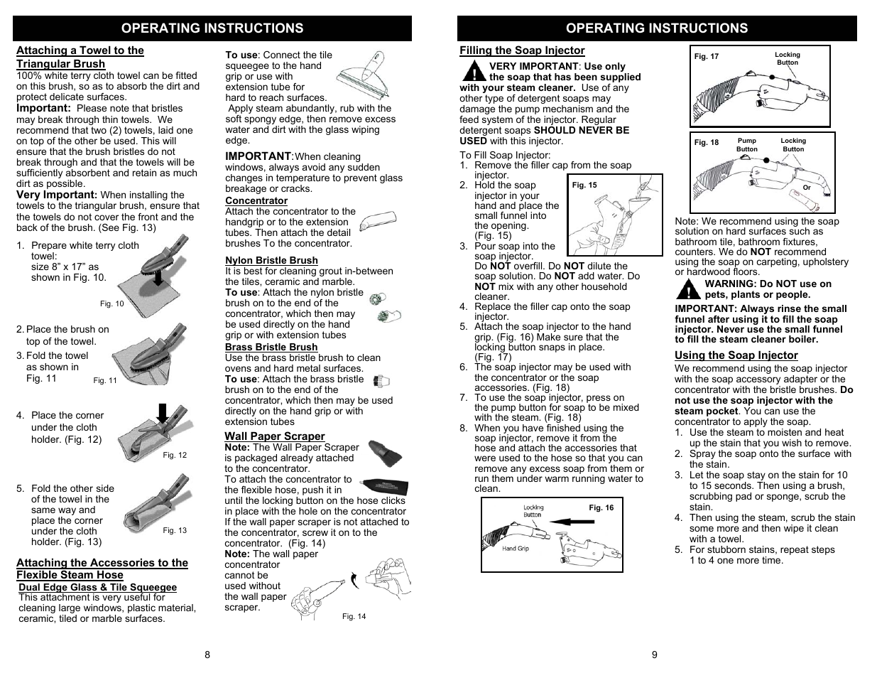 Operating instructions | Euro-Pro SELECT EP923H User Manual | Page 10 / 10